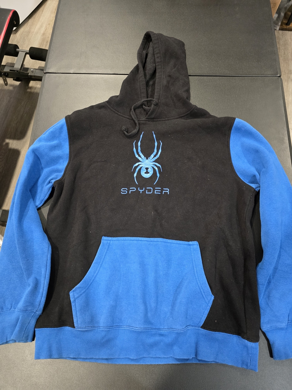 Spyder Black & Blue Hooded Pullover Sweatshirt with Spider Logo